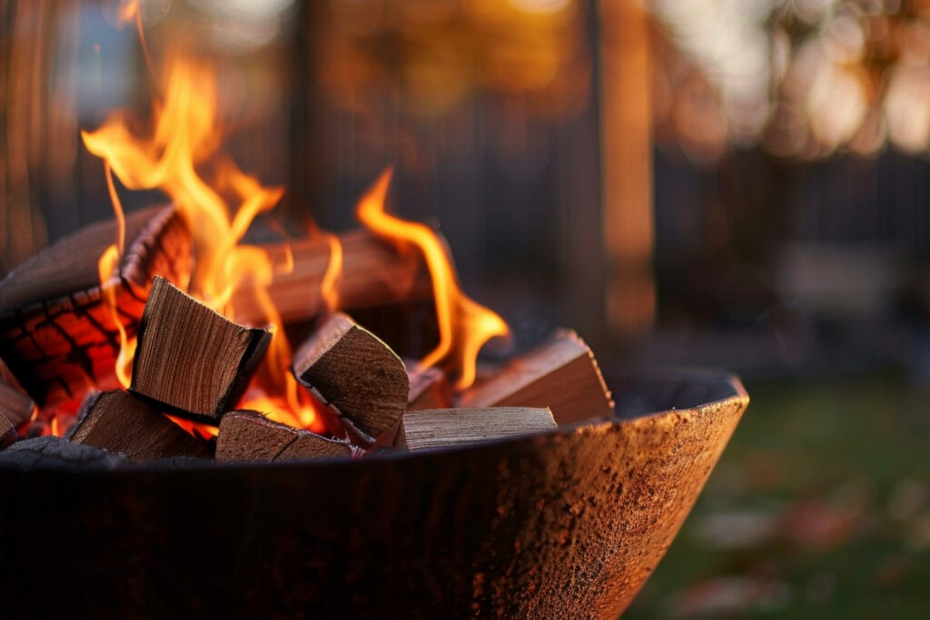 Feuerschale als Terrassenheizung für Holz